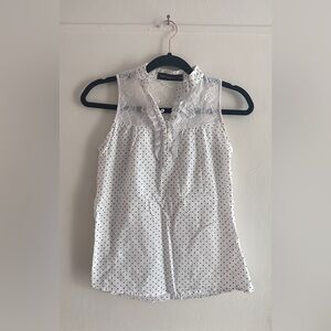 Perry Ellis Women’s Polka Dot w/ Lace Tank Blouse